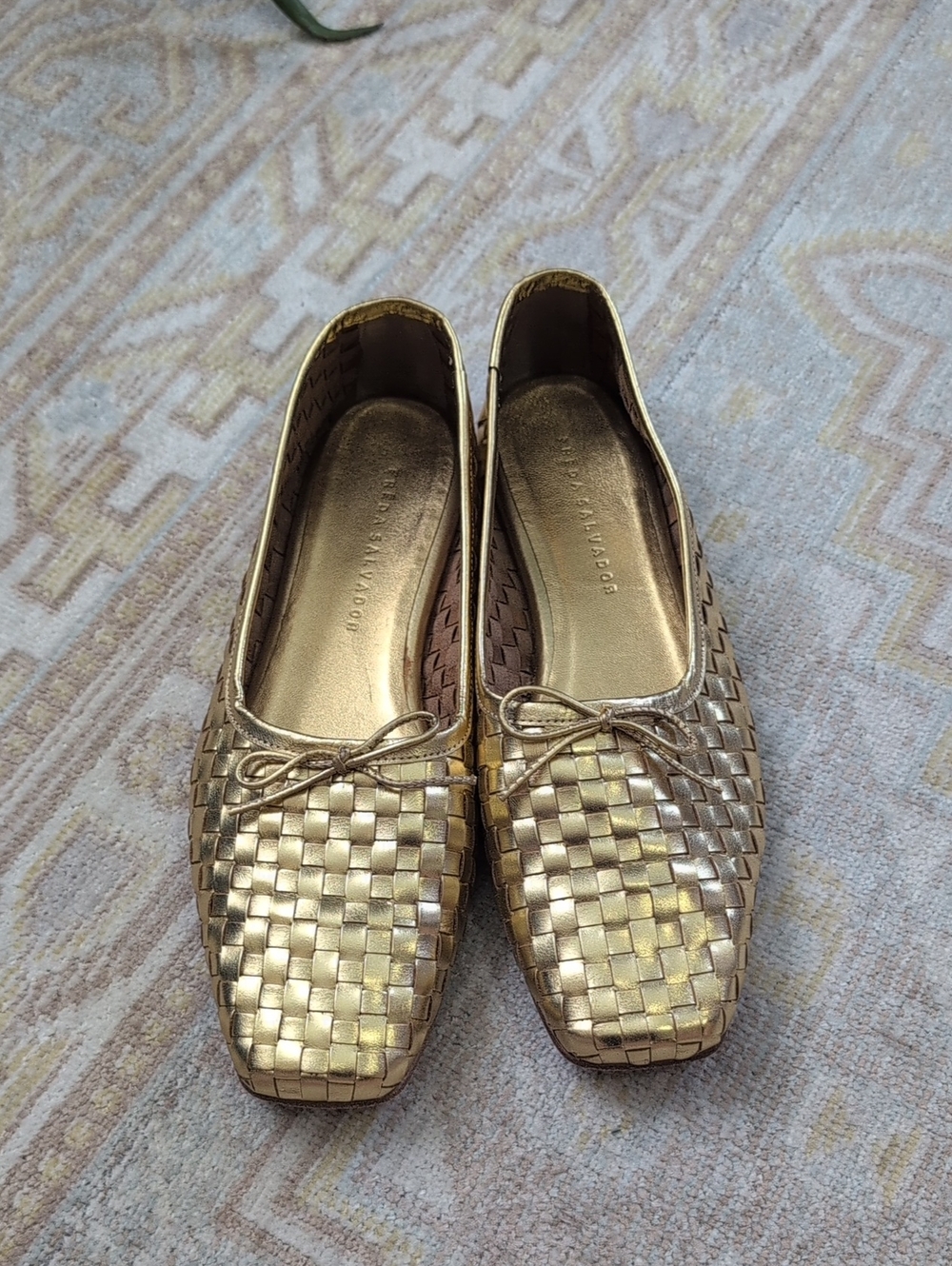 Freda Salvador Jada Square Toe Ballet Flats in Gold
